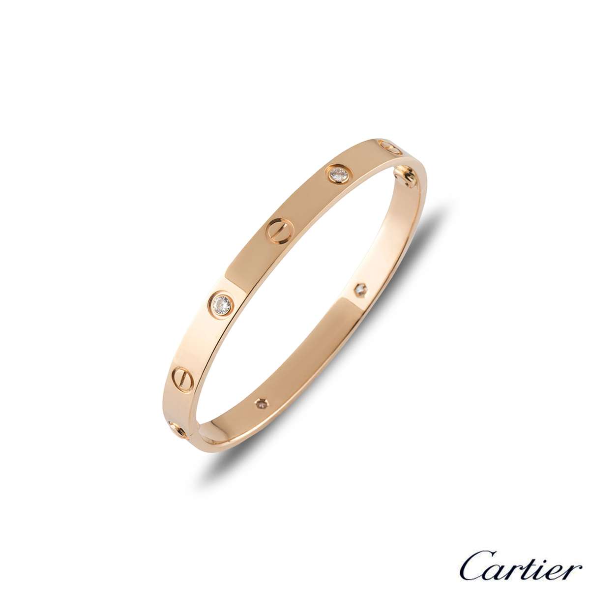 Cartier Love Bracelet Rose Gold Half Diamond Size 16 B6036016 | Rich ...